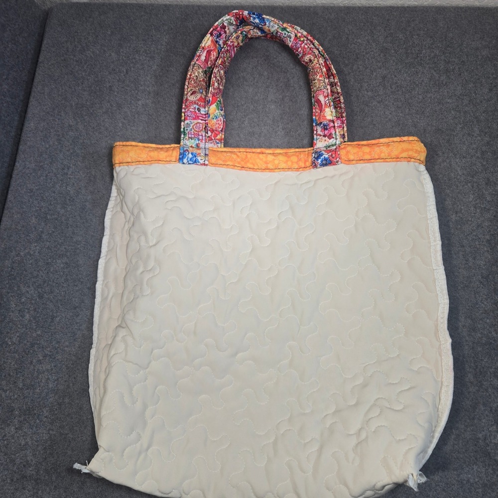 Quilted Tote Bag Purse Colorful Chicken Rooster Floral Orange Cottagecore - Picture 4 of 7